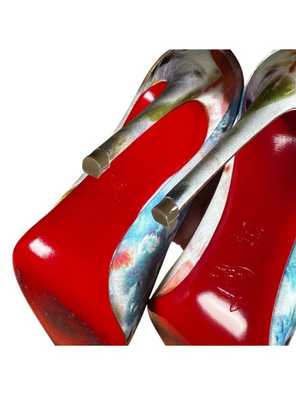 Christian Louboutin Hot Chick 100 Tissu Fresque Rodeo Pointed Pumps Size EU 37.5 - Picture 9 of 12